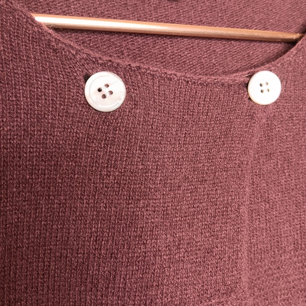 Sundance Cardigan Sweater Womens Size XL Maroon Two Button Lambswool Knit Cozy - Picture 2 of 7